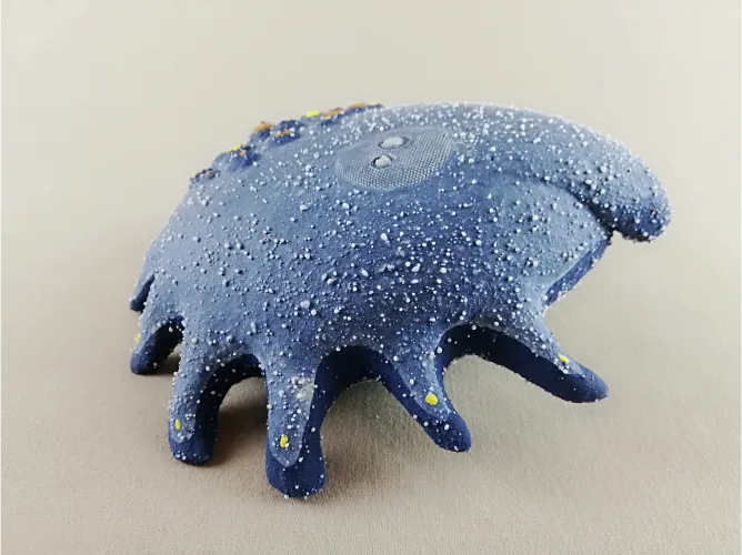 Sculpture nudibranche bleu par Malifance